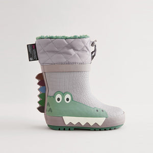 Grey Crocodile Thermal Thinsulate™ Lined Cuff Wellies