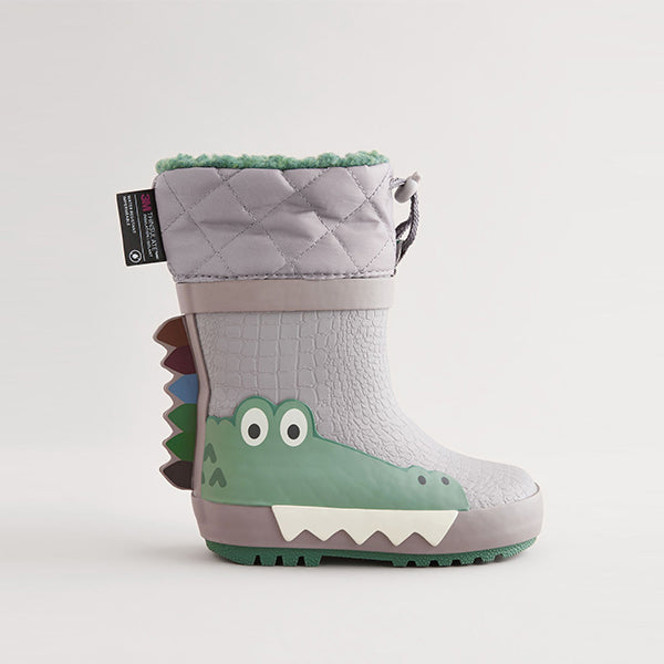Grey Crocodile Thermal Thinsulate™ Lined Cuff Wellies