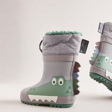 Load image into Gallery viewer, Grey Crocodile Thermal Thinsulate™ Lined Cuff Wellies
