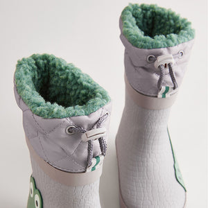Grey Crocodile Thermal Thinsulate™ Lined Cuff Wellies