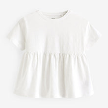 Load image into Gallery viewer, White 100% Cotton Short Sleeve Empire T-Shirt (3mths-5-6yrs)
