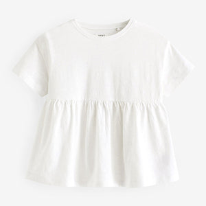 White 100% Cotton Short Sleeve Empire T-Shirt (3mths-5-6yrs)