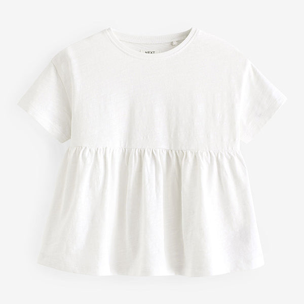 White 100% Cotton Short Sleeve Empire T-Shirt (3mths-5-6yrs)