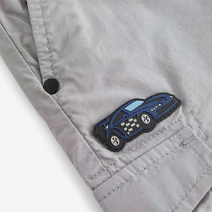 Grey Badged Lined 100% Cotton Cargo Trousers (3mths-6yrs)