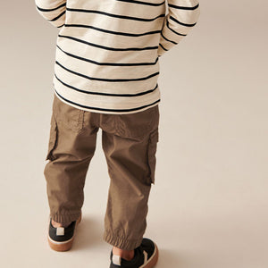 Tan Brown Lined 100% Cotton Cargo Trousers (3mths-6yrs)