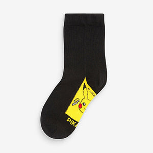 Black Pokemon 5 Pack Cotton Rich Socks (Boys)