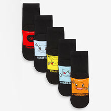 Load image into Gallery viewer, Black Pokemon 5 Pack Cotton Rich Socks (Boys)
