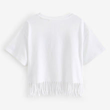 Load image into Gallery viewer, Ecru White 100% Cotton Sequin Heart T-Shirt (3-12yrs)
