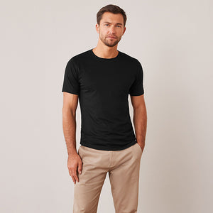 Black Slim Fit Essential 100% Cotton Crew Neck T-Shirt