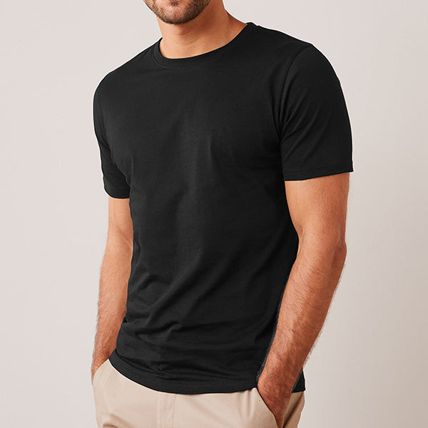 Black Slim Fit Essential 100% Cotton Crew Neck T-Shirt