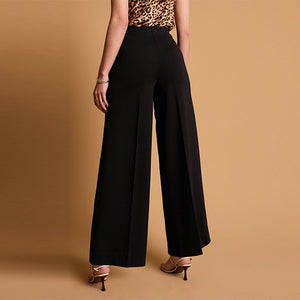 Black Tailored Ponte Wide Trousers