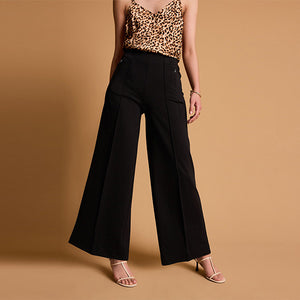 Black Tailored Ponte Wide Trousers
