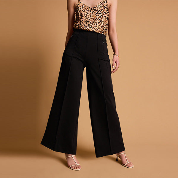 Black Tailored Ponte Wide Trousers