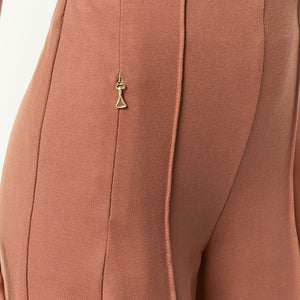 Rust Brown Tailored Ponte Wide Trousers
