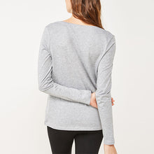 Load image into Gallery viewer, Grey Marl Long Sleeve Crew Neck 100% Cotton T-Shirt
