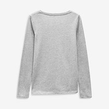 Load image into Gallery viewer, Grey Marl Long Sleeve Crew Neck 100% Cotton T-Shirt
