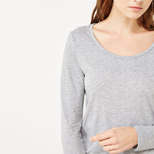 Load image into Gallery viewer, Grey Marl Long Sleeve Crew Neck 100% Cotton T-Shirt
