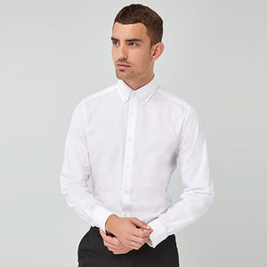 White Regular Fit Single Cuff Easy Care Oxford Shirt