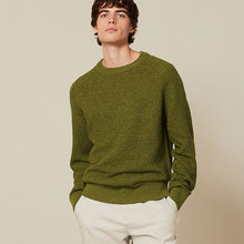 Load image into Gallery viewer, Olive Green Regular Knitted Textured Jumper
