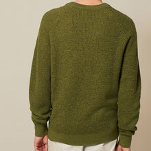 Load image into Gallery viewer, Olive Green Regular Knitted Textured Jumper
