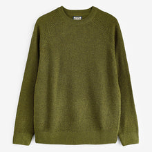 Load image into Gallery viewer, Olive Green Regular Knitted Textured Jumper
