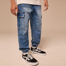 Load image into Gallery viewer, Vintage Blue Cargo Jeans With Elasticated Waist (3-12yrs)
