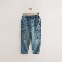 Load image into Gallery viewer, Vintage Blue Cargo Jeans With Elasticated Waist (3-12yrs)
