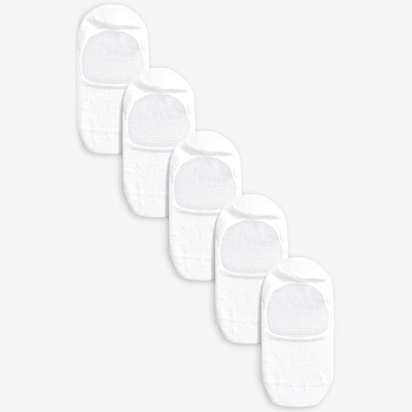 White Invisible Trainer Socks Five Pack