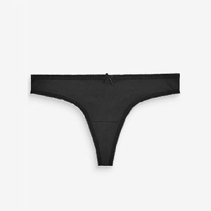 Black/White/Nude Thong Microfibre Knickers 5 Pack