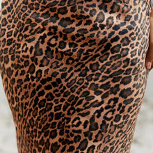 Load image into Gallery viewer, Black/Brown Leopard Animal Print Satin Midi Skirt
