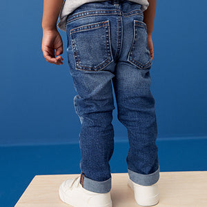 Mid Blue Denim 100% Cotton Distressed Jeans (3mths-6yrs)