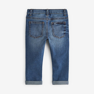 Mid Blue Denim 100% Cotton Distressed Jeans (3mths-6yrs)