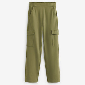 Khaki Green Ponte Utility Cargo Trousers