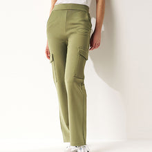 Load image into Gallery viewer, Khaki Green Ponte Utility Cargo Trousers
