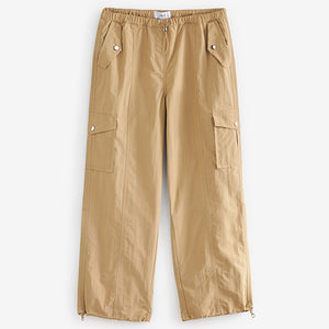 Camel Brown Parachute Pull On Cargo Trousers