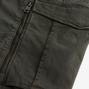 Dark Khaki Green Slim Fit Zip Detail Stretch Cargo Trousers