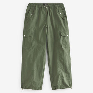 Khaki Green Parachute Pull On Cargo Trousers