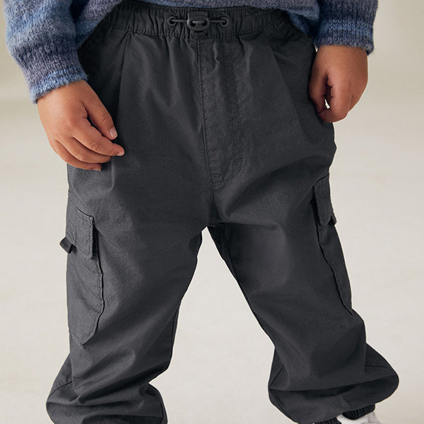 Charcoal Grey Lined Baggy Cargo Trousers with Toggle (3mths-6yrs)