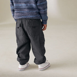Charcoal Grey Lined Baggy Cargo Trousers with Toggle (3mths-6yrs)