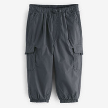 Load image into Gallery viewer, Charcoal Grey Lined Baggy Cargo Trousers with Toggle (3mths-6yrs)
