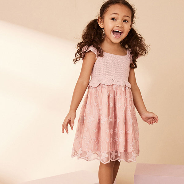 Pink Occasion Knit Dress (6mths-5yrs)