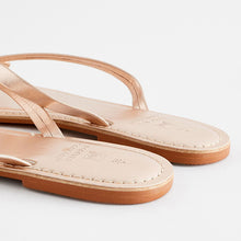 Load image into Gallery viewer, Rose Gold Regular/Wide Fit Forever Comfort® Bow Detail Leather Flip Flops
