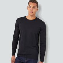 Load image into Gallery viewer, Black Regular Fit Long Sleeve Crew Neck T-Shirt
