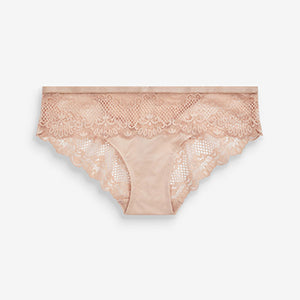 Pale Pink Brazilian Microfibre And Lace Knickers