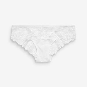 White Brazilian Fit Microfibre And Lace Knickers