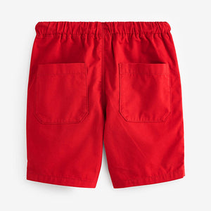 Red Single 100% Cotton Pull-On Shorts (3-12yrs)