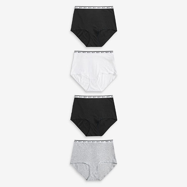 Monochrome Full Brief Cotton Rich Logo Knickers 4 Pack