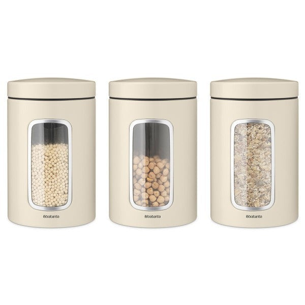 Brabantia Window Canister Set, 1.4L Soft Beige