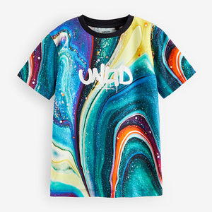 Multi Blue All-Over Print Short Sleeve T-Shirt (5-12yrs)