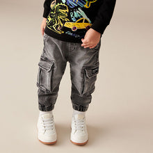 Load image into Gallery viewer, Grey Denim Comfort Cargo Jeans (3mths-6yrs)
